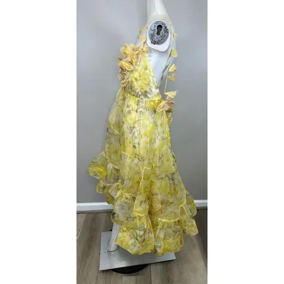 Zimmermann Harmony Silk Peony Asymmetrical Dress Size AU2/US8 $1950